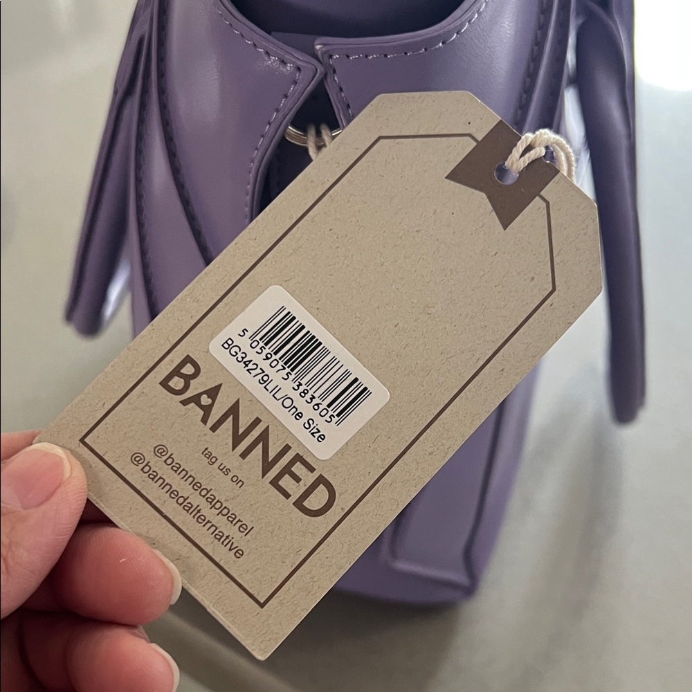 NWT Banned Lilac Bat Tote Bag - Picture 6 of 10
